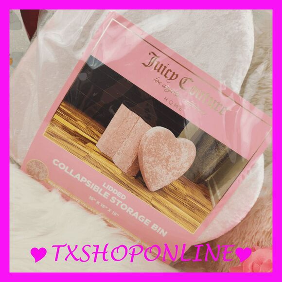 💗🎀{Juicy Couture} Lidded collapsible Heart Shaped Storage bin🎀💗 - Picture 1 of 11